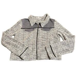 BCBGeneration Knit‎ Jacket Size Large Gray Tweed Zip Lightweight Blazer